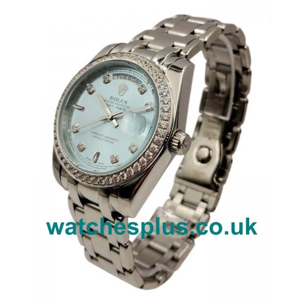 UK Luxury Rolex Day-Date 118346 Replica Watches With Blue Dials For Sale