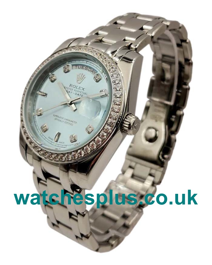 UK Luxury Rolex Day-Date 118346 Replica Watches With Blue Dials For Sale