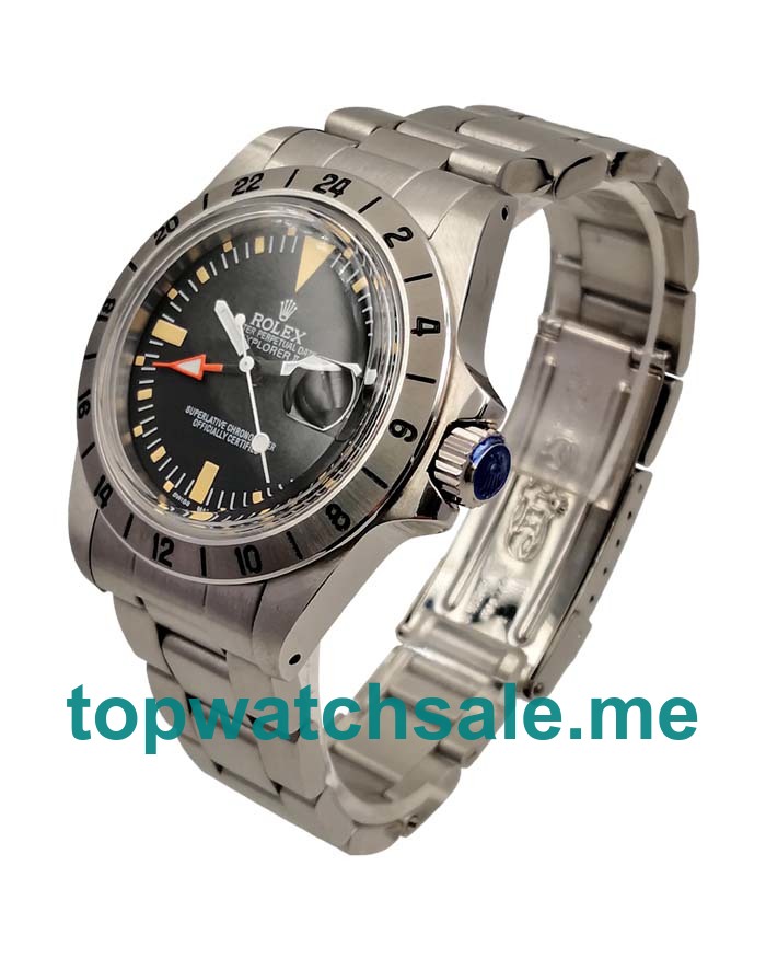 UK Perfect Rolex Explorer II 1655 Replica Black Dial Steel Case For Men