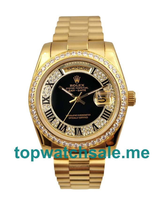 UK Best 1:1 Rolex Day-Date 118388 Replica Watches With Black Dials For Sale