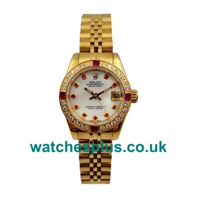 UK Luxury Rolex Lady-Datejust 179138 Replica Watches With White Mother-Of-Pearl Dials For Women