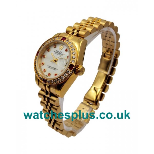 UK Luxury Rolex Lady-Datejust 179138 Replica Watches With White Mother-Of-Pearl Dials For Women