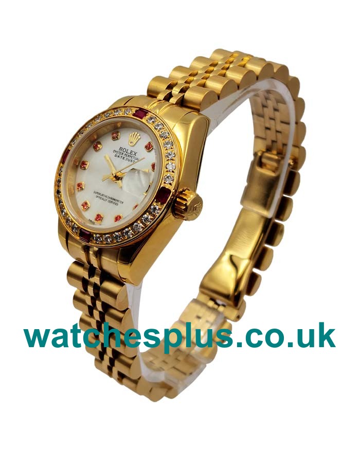 UK Luxury Rolex Lady-Datejust 179138 Replica Watches With White Mother-Of-Pearl Dials For Women