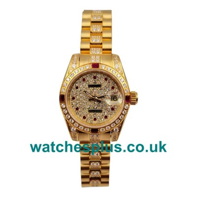 UK Best Quality Replica Rolex Lady-Datejust 179158 With Diamonds Dials And Gold Cases For Ladies