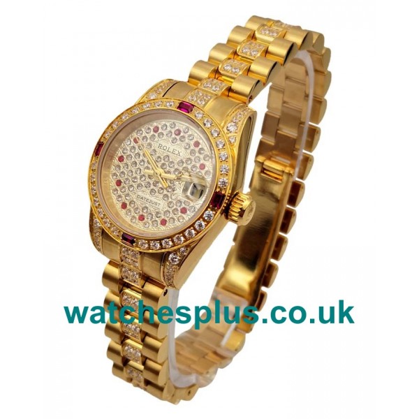 UK Best Quality Replica Rolex Lady-Datejust 179158 With Diamonds Dials And Gold Cases For Ladies