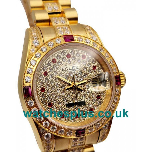 UK Best Quality Replica Rolex Lady-Datejust 179158 With Diamonds Dials And Gold Cases For Ladies