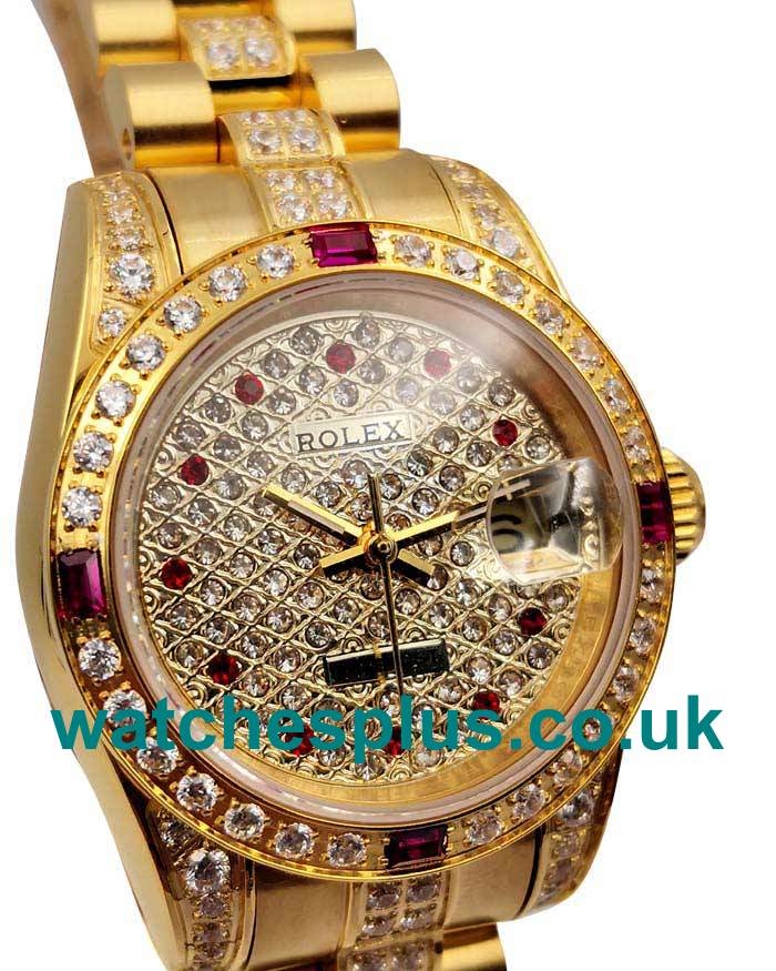 UK Best Quality Replica Rolex Lady-Datejust 179158 With Diamonds Dials And Gold Cases For Ladies