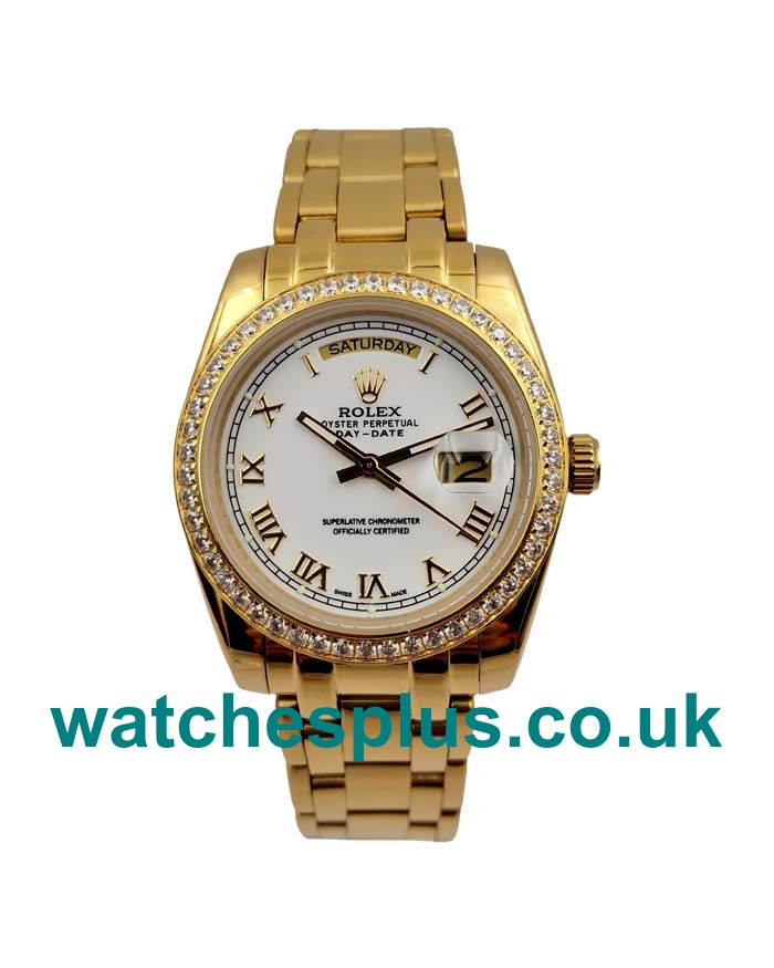 UK Best 1:1 Rolex Day-Date 118348 Replica Watches With White Dials For Sale