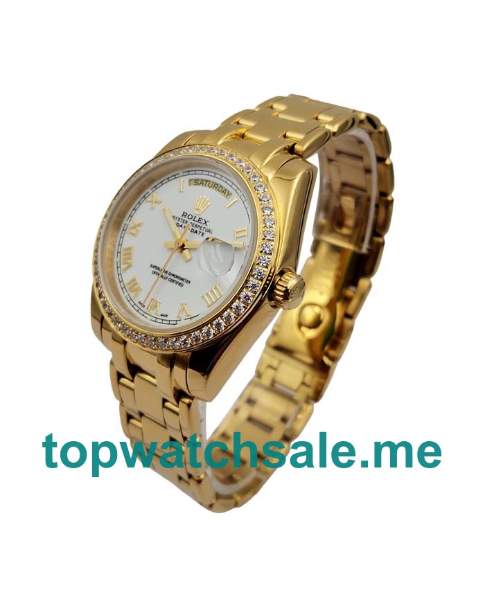 UK Best 1:1 Rolex Day-Date 118348 Replica Watches With White Dials For Sale