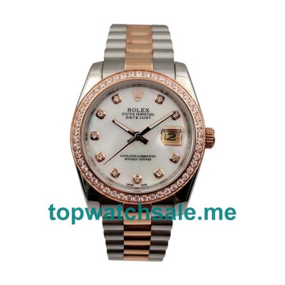 UK Best 1:1 Rolex Datejust 126281 Replica Watches With White Mother-Of-Pearl Dials For Sale