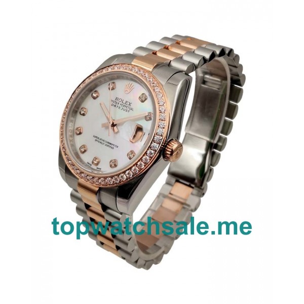 UK Best 1:1 Rolex Datejust 126281 Replica Watches With White Mother-Of-Pearl Dials For Sale