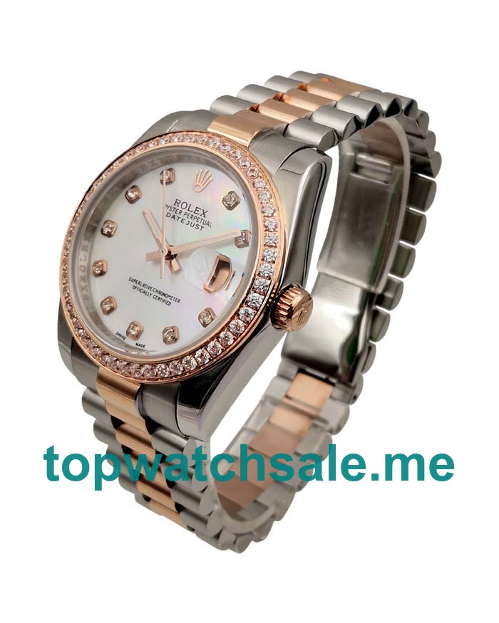 UK Best 1:1 Rolex Datejust 126281 Replica Watches With White Mother-Of-Pearl Dials For Sale