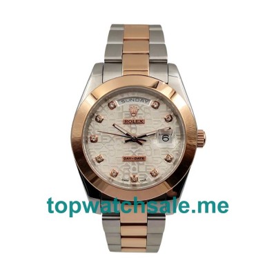 UK High End Rolex Day-Date 218206 Replica Watches With Silver Dials For Men