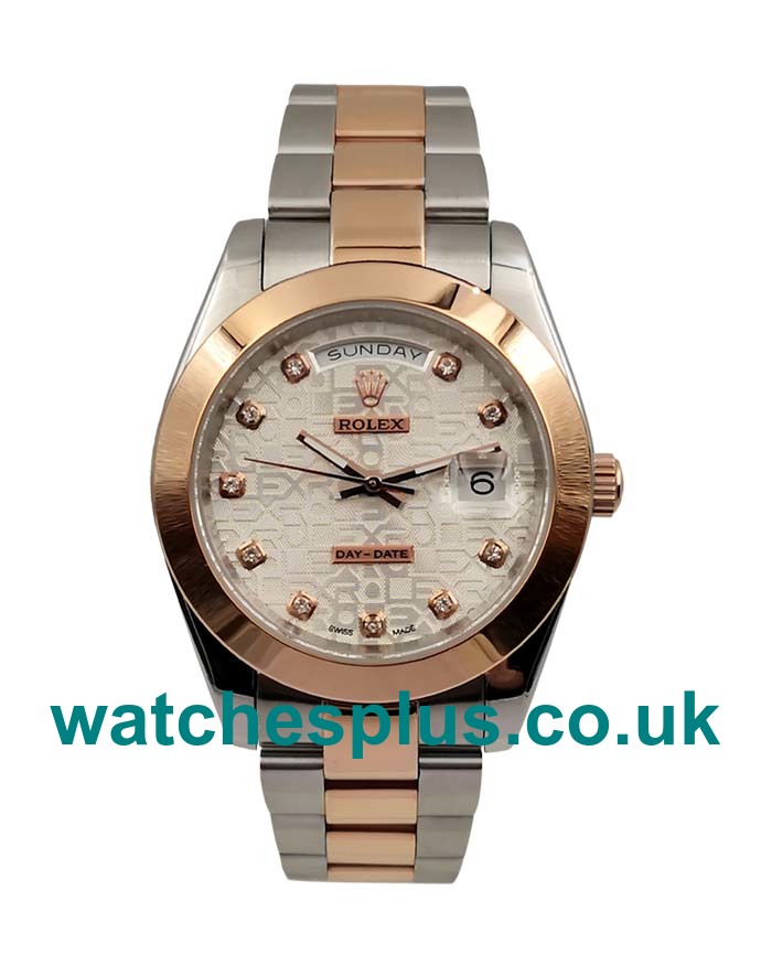 UK High End Rolex Day-Date 218206 Replica Watches With Silver Dials For Men