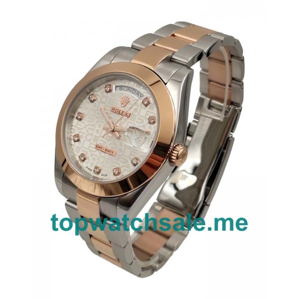 UK High End Rolex Day-Date 218206 Replica Watches With Silver Dials For Men