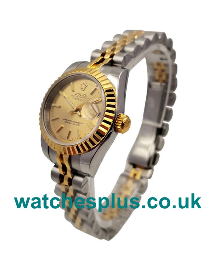 UK High Quality Rolex Lady-Datejust 76193 Replica Watches With Champagne Dials For Women