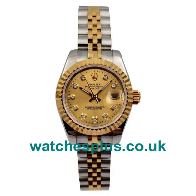 UK Swiss Made Rolex Lady-Datejust 179173 Replica Watches With Champagne Dials For Women