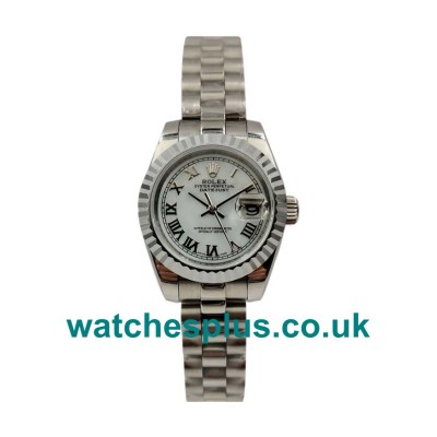 UK Best Quality Rolex Lady-Datejust 79174 Replica Watches With White Dials For Women