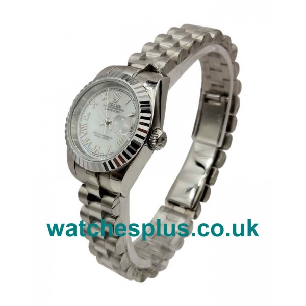 UK Best Quality Rolex Lady-Datejust 79174 Replica Watches With White Dials For Women