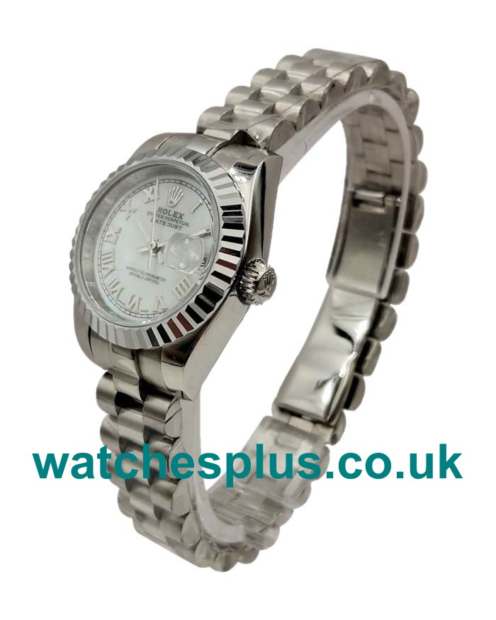 UK Best Quality Rolex Lady-Datejust 79174 Replica Watches With White Dials For Women