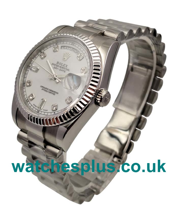 UK Best 1:1 Rolex Day-Date 118239 Replica Watches With White Dials For Sale