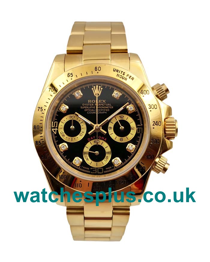 High End 40 MM Rolex Daytona 116528 Fake Watches With Black Dials For Sale