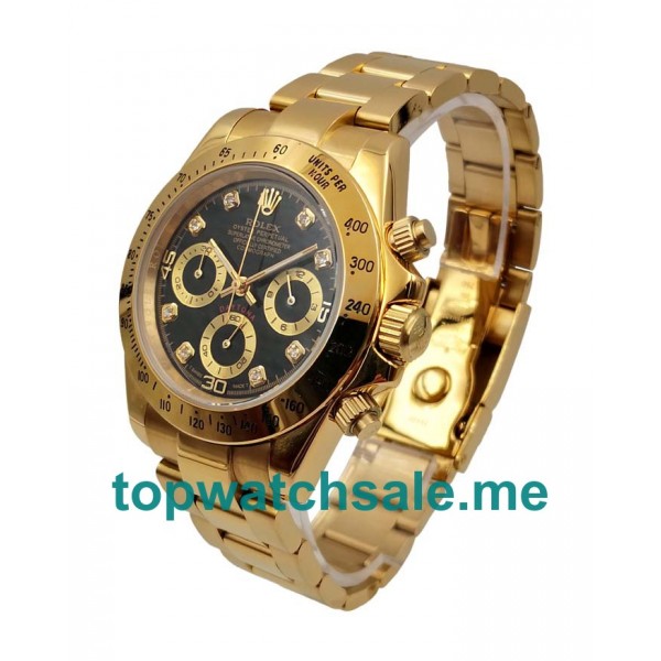 High End 40 MM Rolex Daytona 116528 Fake Watches With Black Dials For Sale