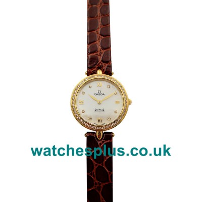 UK Top Swiss Fake Omega De Ville 424.58.27.60.55.001 With Mother-Of-Pearl Dials Gold Cases For Women