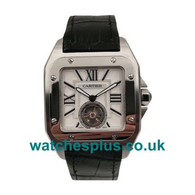 UK Swiss Made Replica Cartier Santos 100 With White Dials Steel Cases For Sale