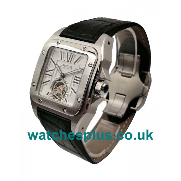 UK Swiss Made Replica Cartier Santos 100 With White Dials Steel Cases For Sale