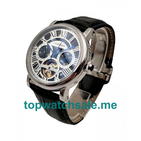 UK Luxury 42 MM Cartier Rotonde W1580007 Replica Watches With Black Dials For Sale