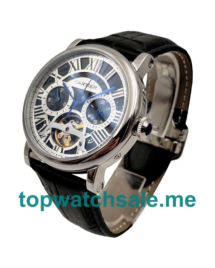 UK Luxury 42 MM Cartier Rotonde W1580007 Replica Watches With Black Dials For Sale