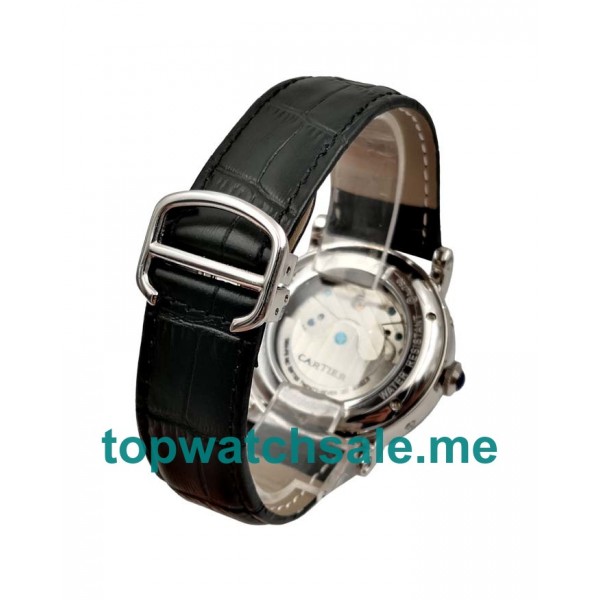 UK Luxury 42 MM Cartier Rotonde W1580007 Replica Watches With Black Dials For Sale