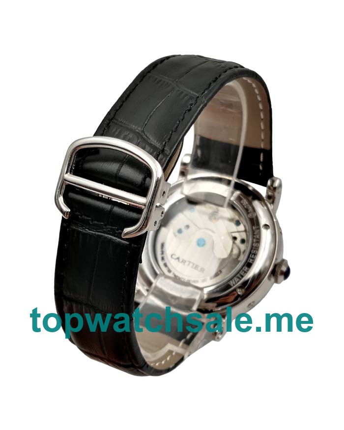 UK Luxury 42 MM Cartier Rotonde W1580007 Replica Watches With Black Dials For Sale