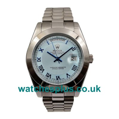 UK Best 1:1 Ice Blue Dials Replica Rolex Day-Date 218206 With Steel Cases For Men