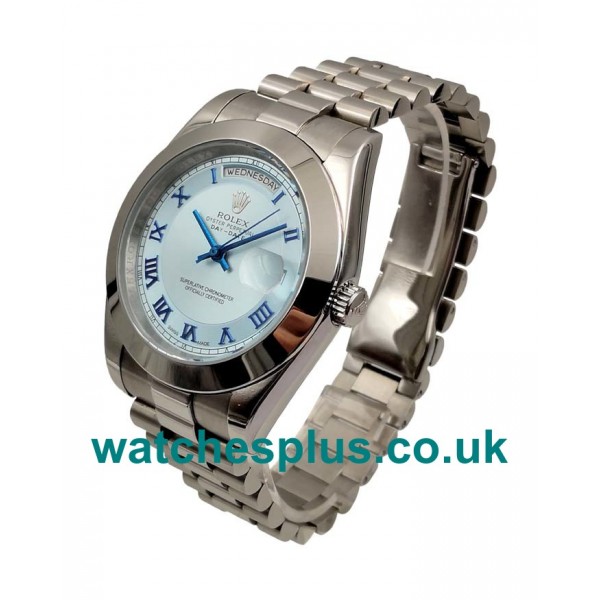 UK Best 1:1 Ice Blue Dials Replica Rolex Day-Date 218206 With Steel Cases For Men