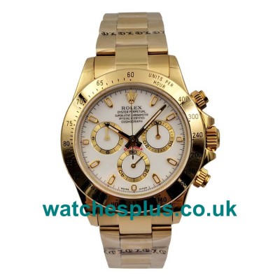 UK Swiss Made Rolex Daytona 116528 Replica Watches With White Dials For Men