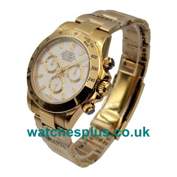 UK Swiss Made Rolex Daytona 116528 Replica Watches With White Dials For Men