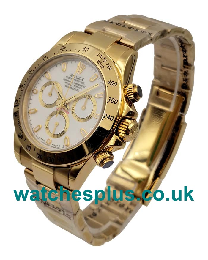 UK Swiss Made Rolex Daytona 116528 Replica Watches With White Dials For Men