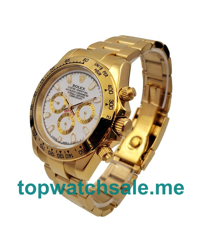 UK Luxury 1:1 Rolex Daytona 116508 Replica Watches With White Dials And Gold Cases For Sale