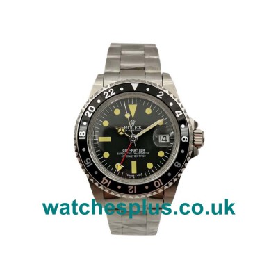 UK Perfect Fake Rolex GMT-Master 1675 With Black Dials Stainless Steel Cases For Men