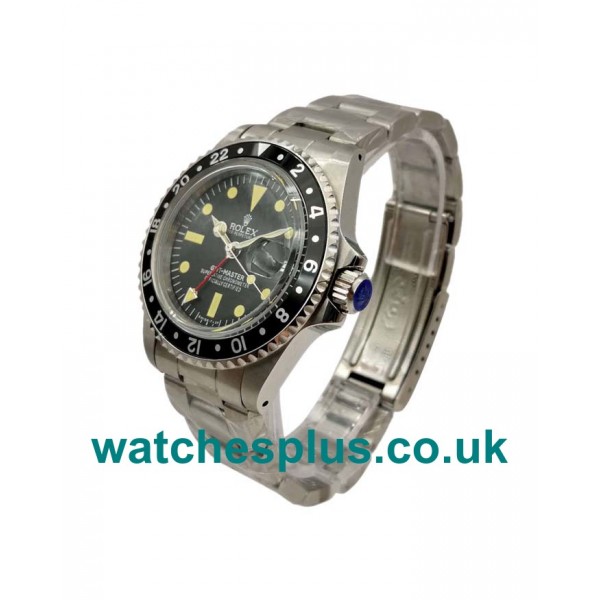 UK Perfect Fake Rolex GMT-Master 1675 With Black Dials Stainless Steel Cases For Men