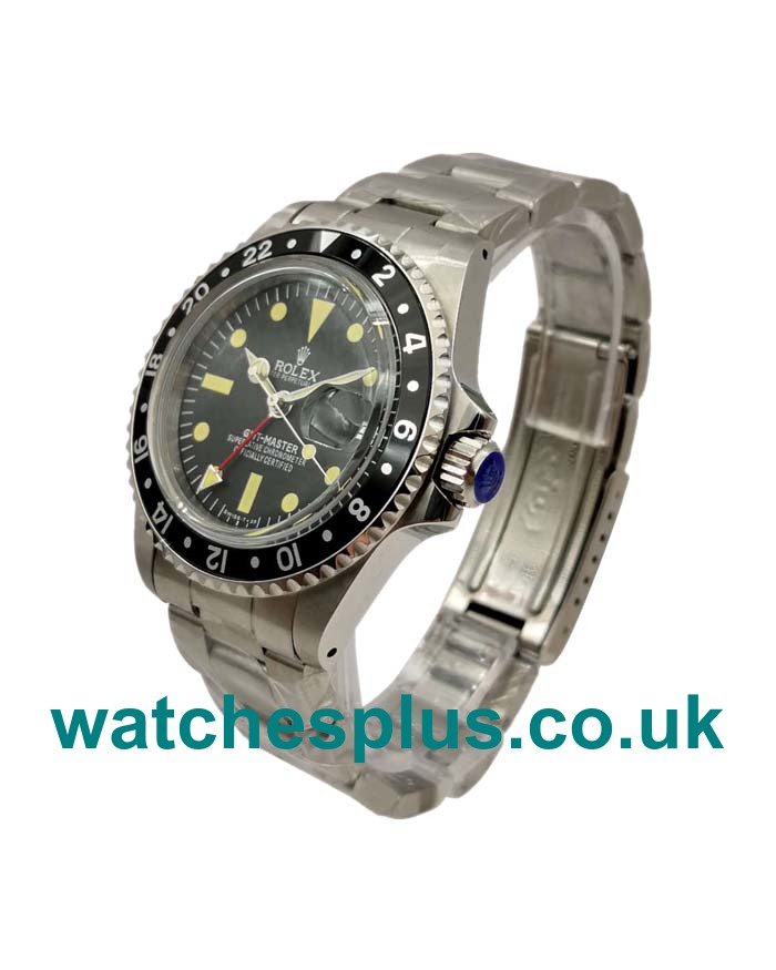 UK Perfect Fake Rolex GMT-Master 1675 With Black Dials Stainless Steel Cases For Men