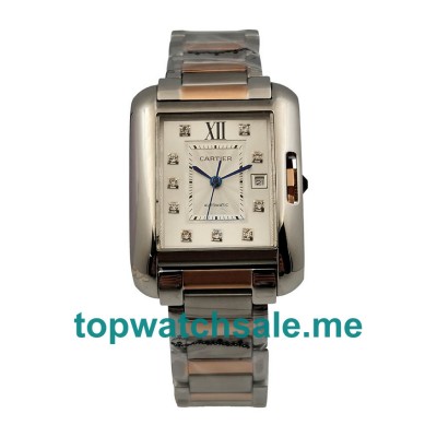 UK Perfect Cartier Tank Anglaise WT100025 Replica Watches With Silver Dials For Women