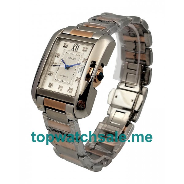 UK Perfect Cartier Tank Anglaise WT100025 Replica Watches With Silver Dials For Women