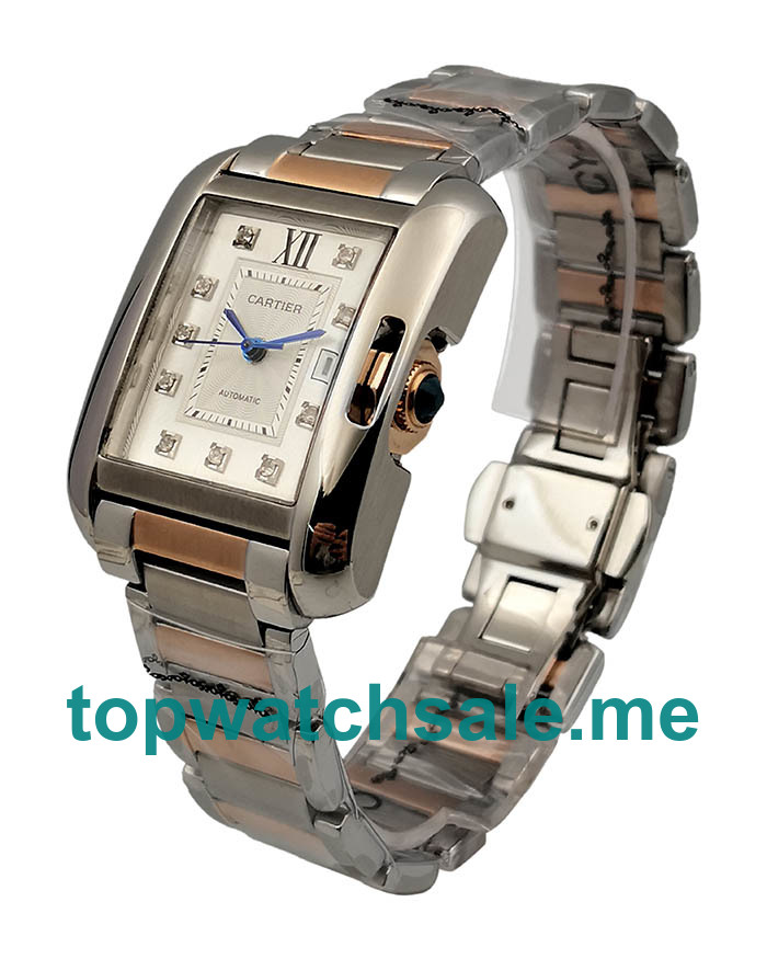 UK Perfect Cartier Tank Anglaise WT100025 Replica Watches With Silver Dials For Women