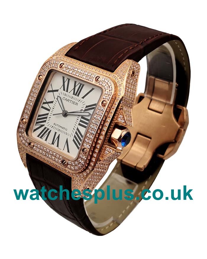 UK Top Quality Cartier Santos WM502151 Replica Watches With White Dials For Sale