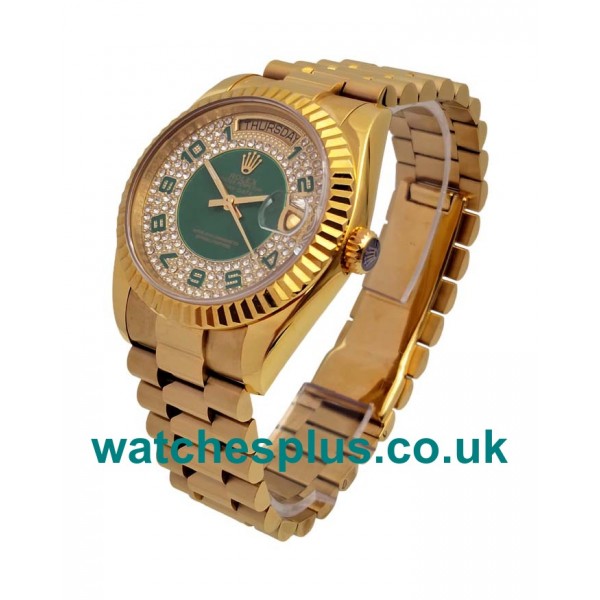 UK Best Quality Rolex Day-Date 118348 Replica Watches With Green & Diamonds Dials For Sale