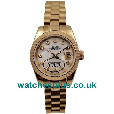 UK Perfect 1:1 Rolex Lady-Datejust 179178 Replica Watches With White Mother-Of-Pearl Dials For Women