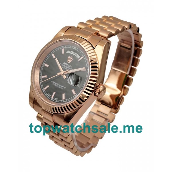 UK Cheap Rolex Day-Date II 218235 Replica Watches With Black Dials For Sale